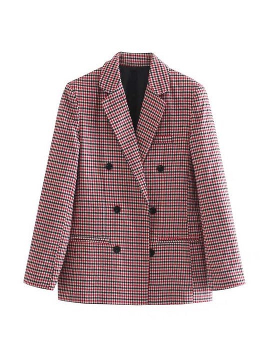 Women's Vintage-style Checked Blazer