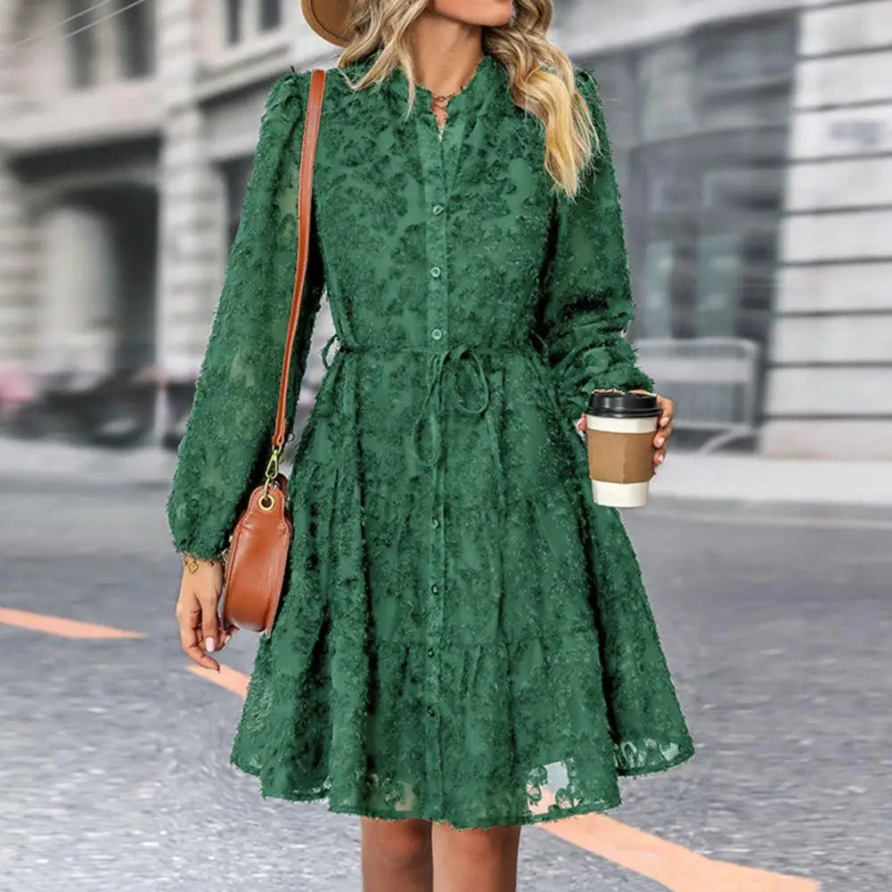 Elegant A-Line Lace Midi Dress