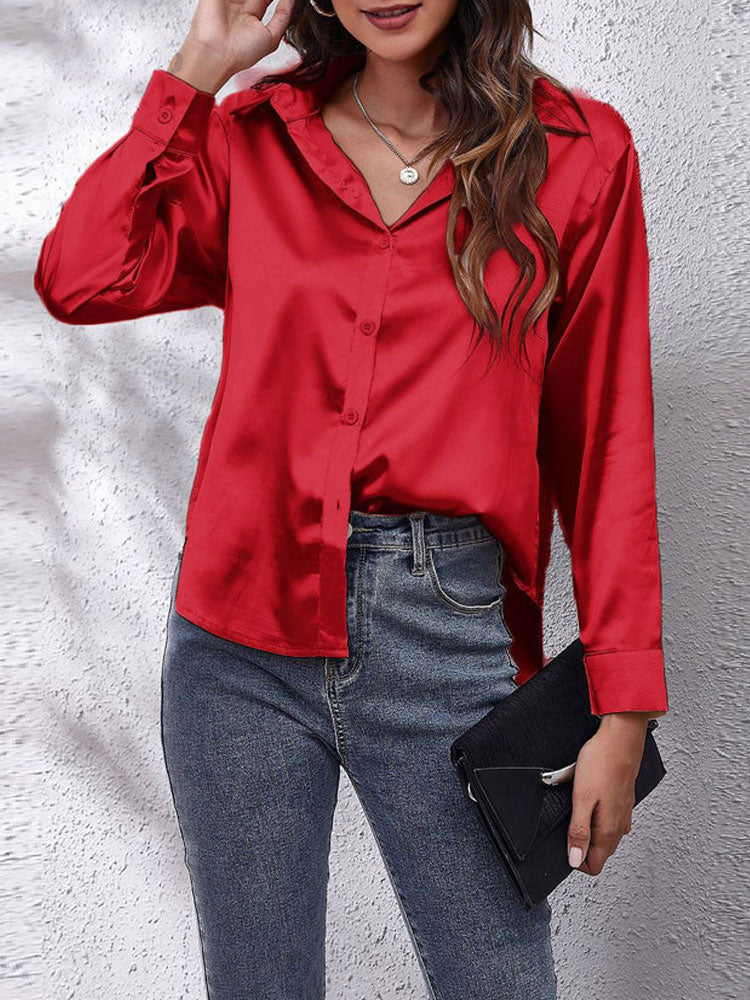 Joele - Women's Blouse with Loose Fit, Button Closure, and Sides Sleeves