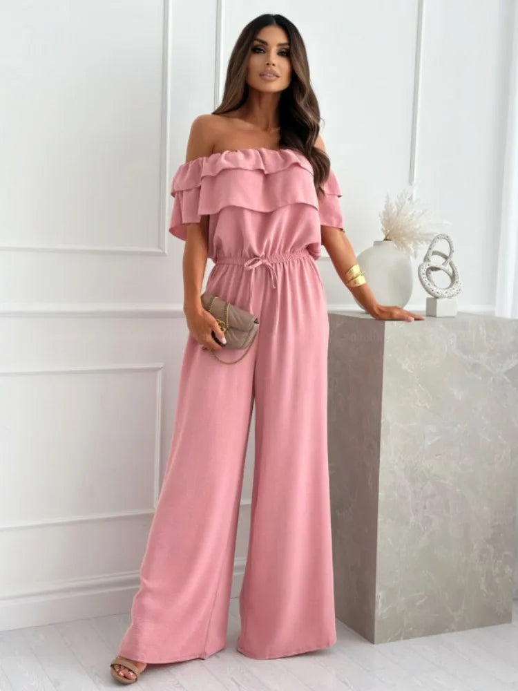 Tessa - Casual Off-the-Shoulder Short Sleeve Jumpsuit