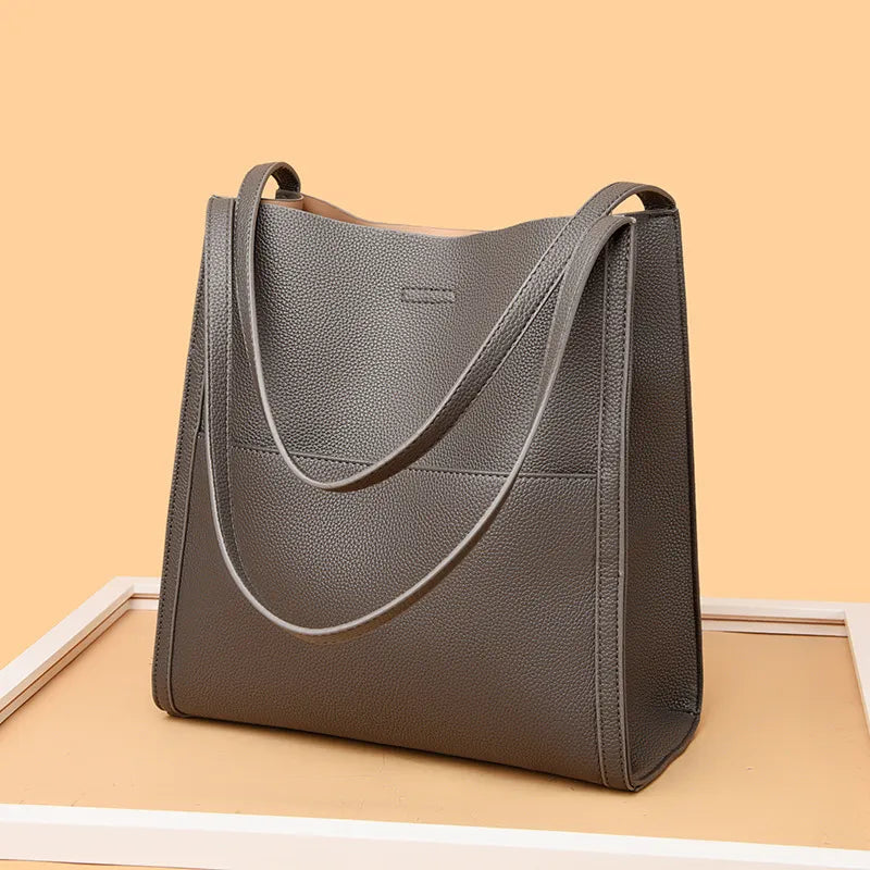 Everyday Leather Handbag with Large Capacity