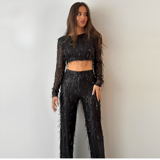 Fiorella | Two-Piece Sequin Top with Tassels