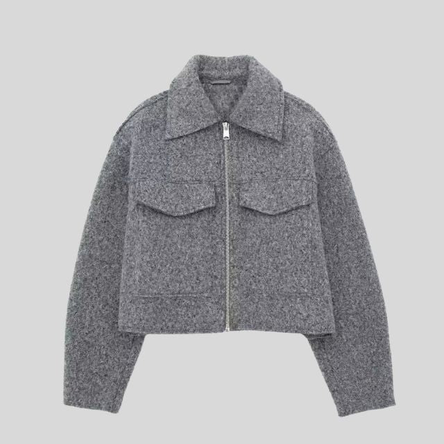 Short Women's Wool Blend Coat | Casual and Ideal for Cold Days