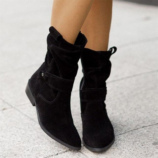 Fiela Boots - Trendy Low Heel Suede Boots