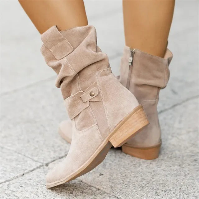 Fiela Boots - Trendy Low Heel Suede Boots