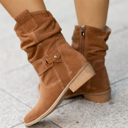 Fiela Boots - Trendy Low Heel Suede Boots