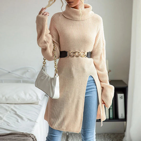 Plain Long-Sleeve Jumper with Side Slits | Simple and Stylish Knitwear