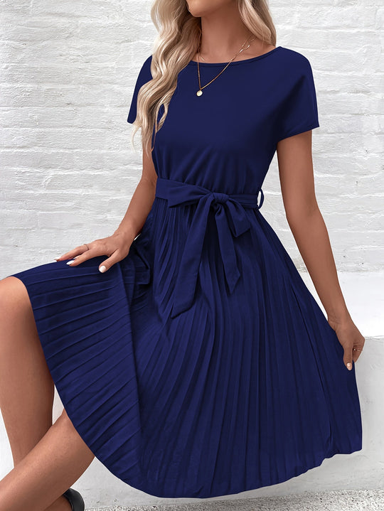 World Of Women - Round Neck Pleated Dress