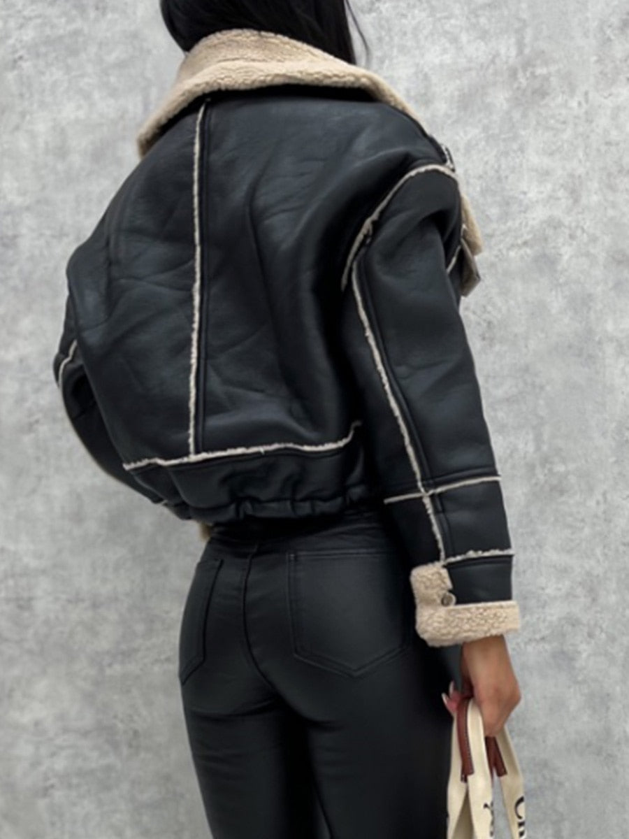 Short biker jacket for women