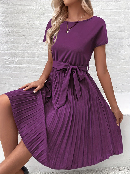 World Of Women - Round Neck Pleated Dress