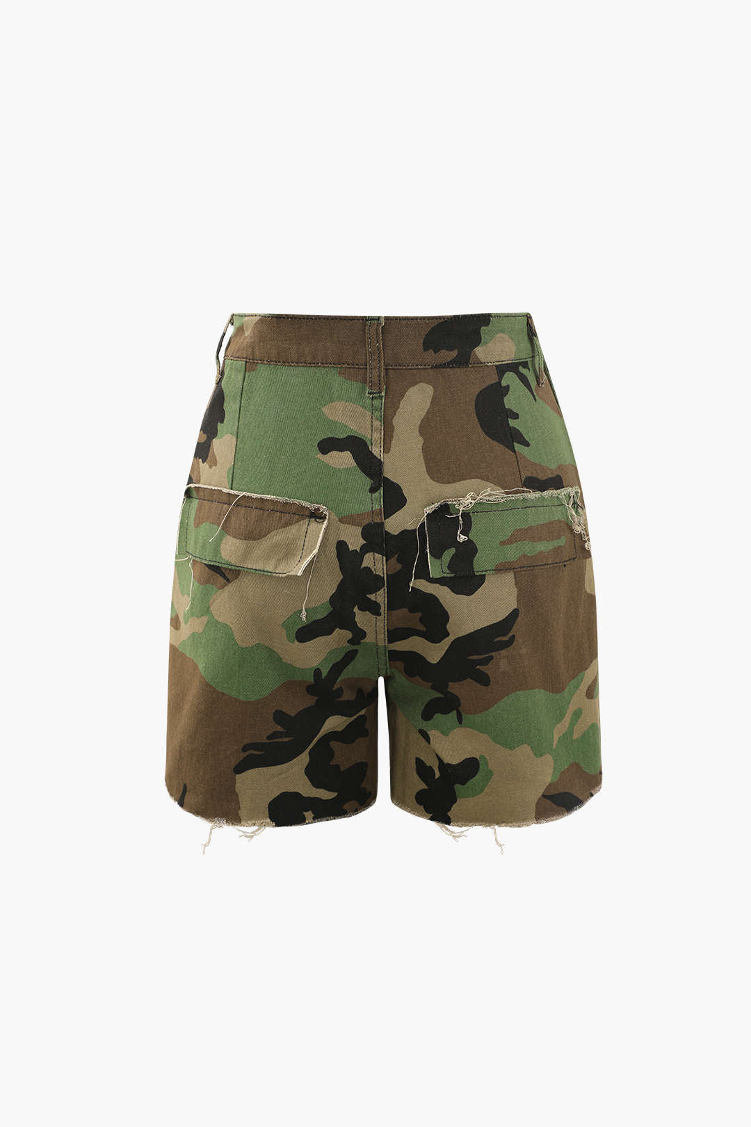 Lia Trousers - Camo Cargo Ripped Shorts