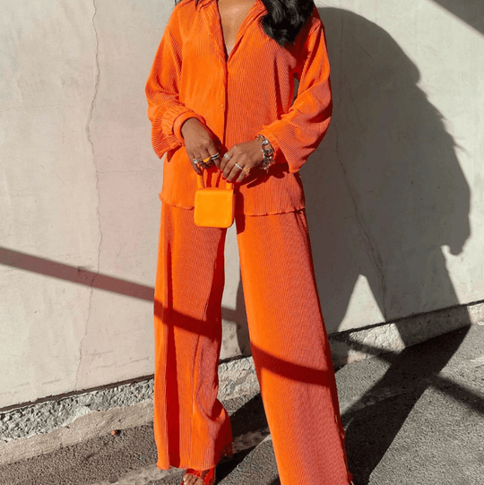 Melisande | Two-Piece Suit with Draped Wide-Leg Pants Set