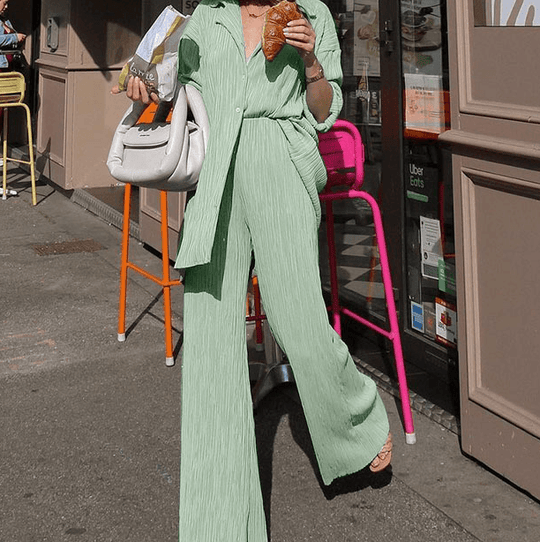 Melisande | Two-Piece Suit with Draped Wide-Leg Pants Set