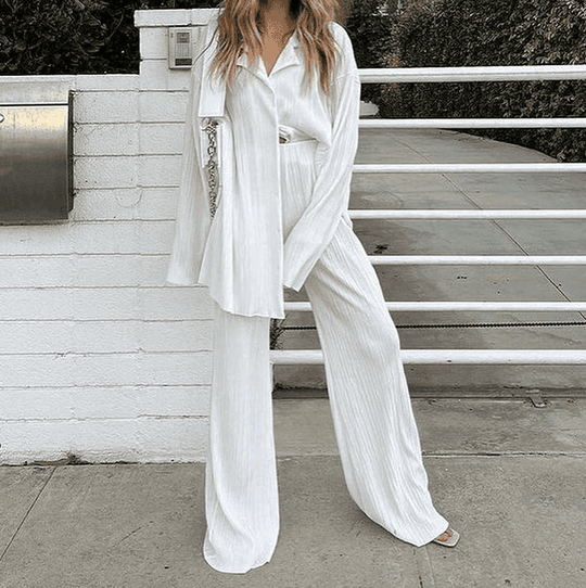 Melisande | Two-Piece Suit with Draped Wide-Leg Pants Set