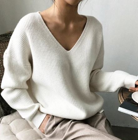 Abby - Stylish Loose V-Neck Oversized Sweater