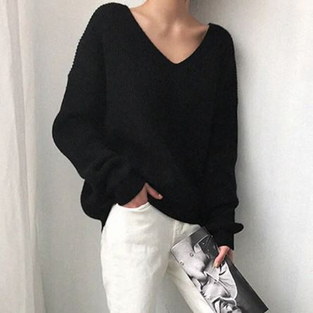 Abby - Stylish Loose V-Neck Oversized Sweater