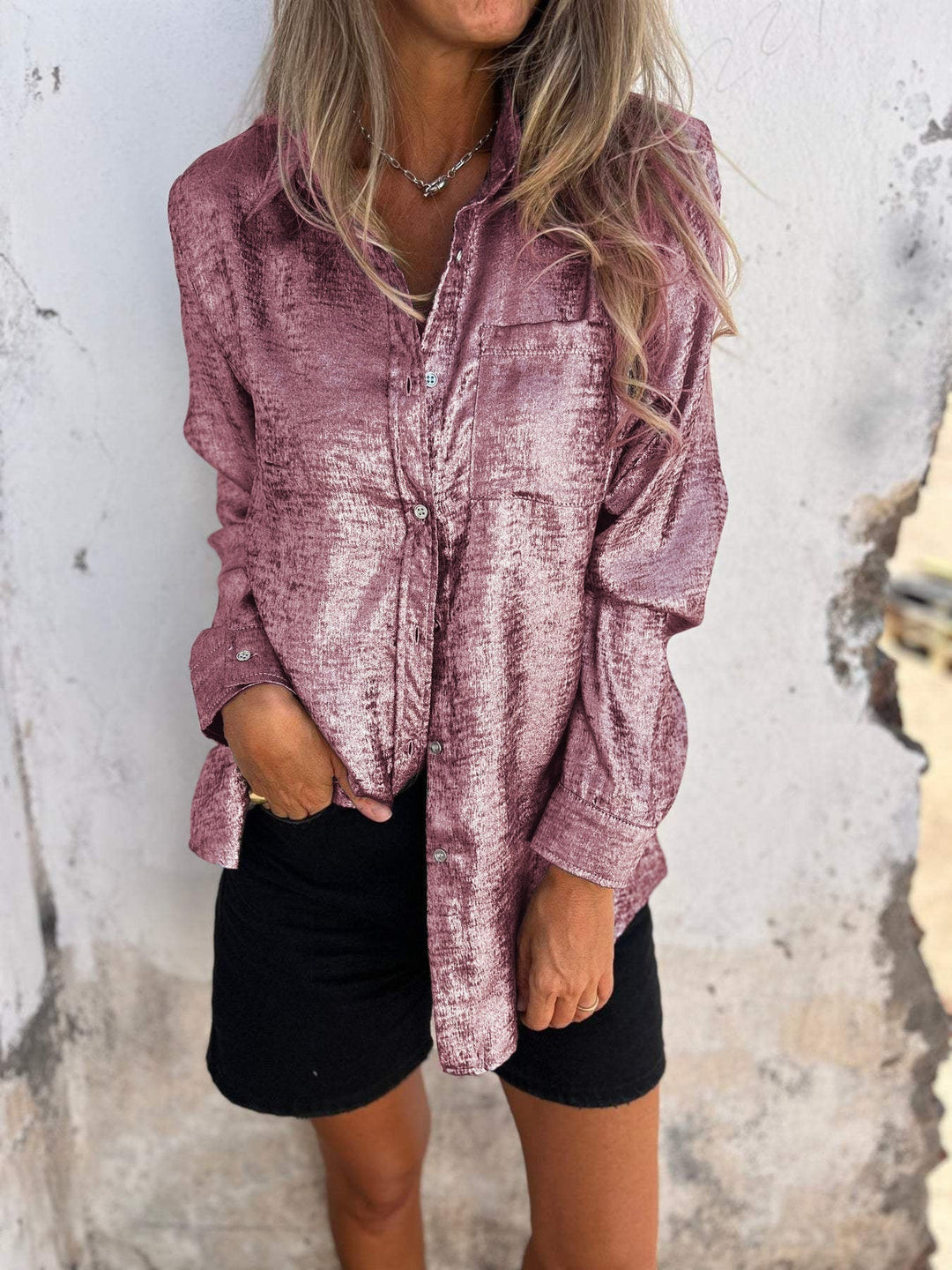 Lucienne | Chic Metallic Blouse