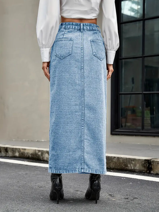 Ella | Light Blue High-Waist Denim Skirt